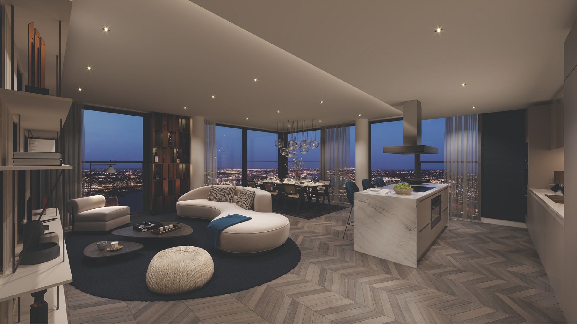 luxurious penthouse dining room